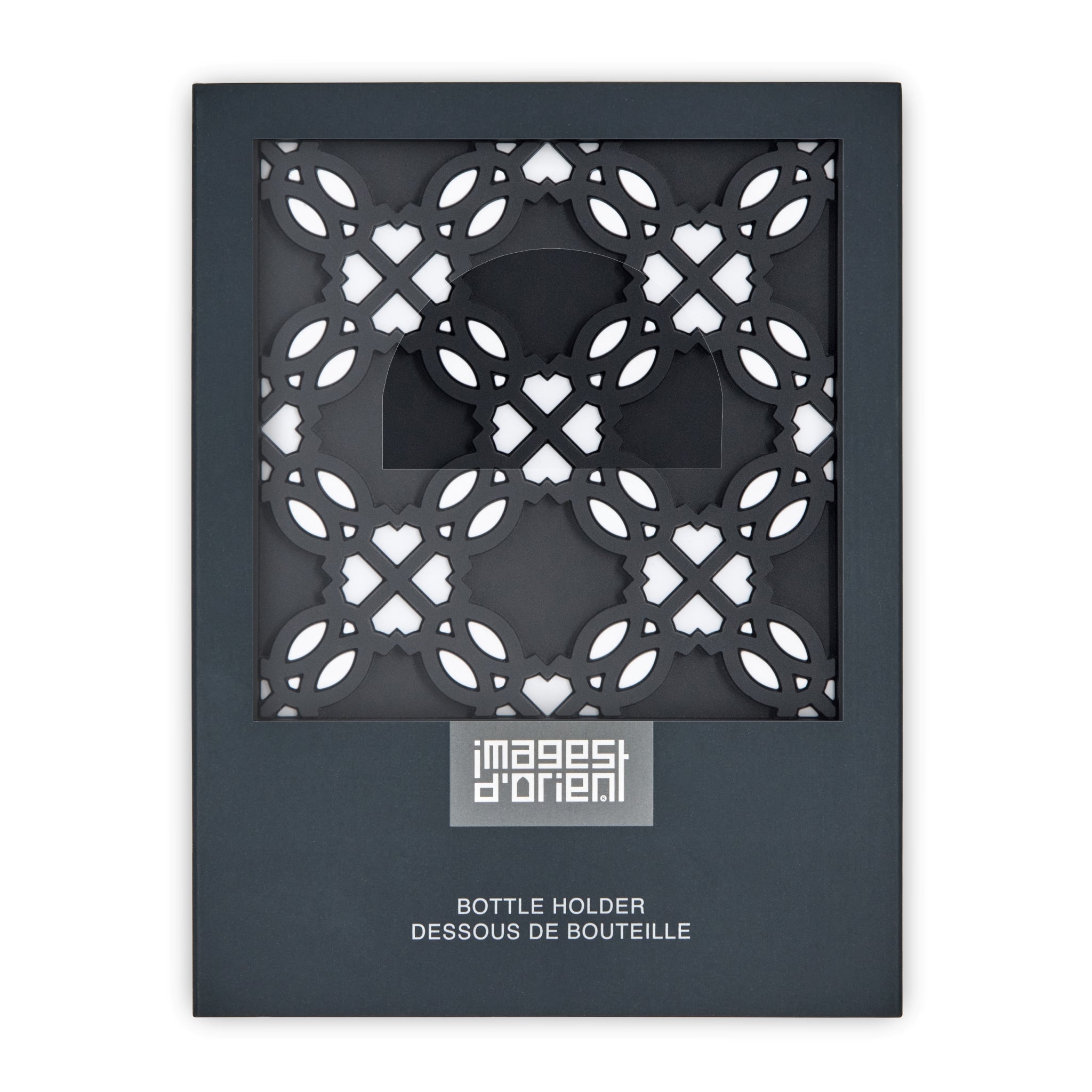 Images D'Orient Bottle Holder Silsal Black PVC 11x11cm 4.3x4.3inches Packaging Front BOT-110261