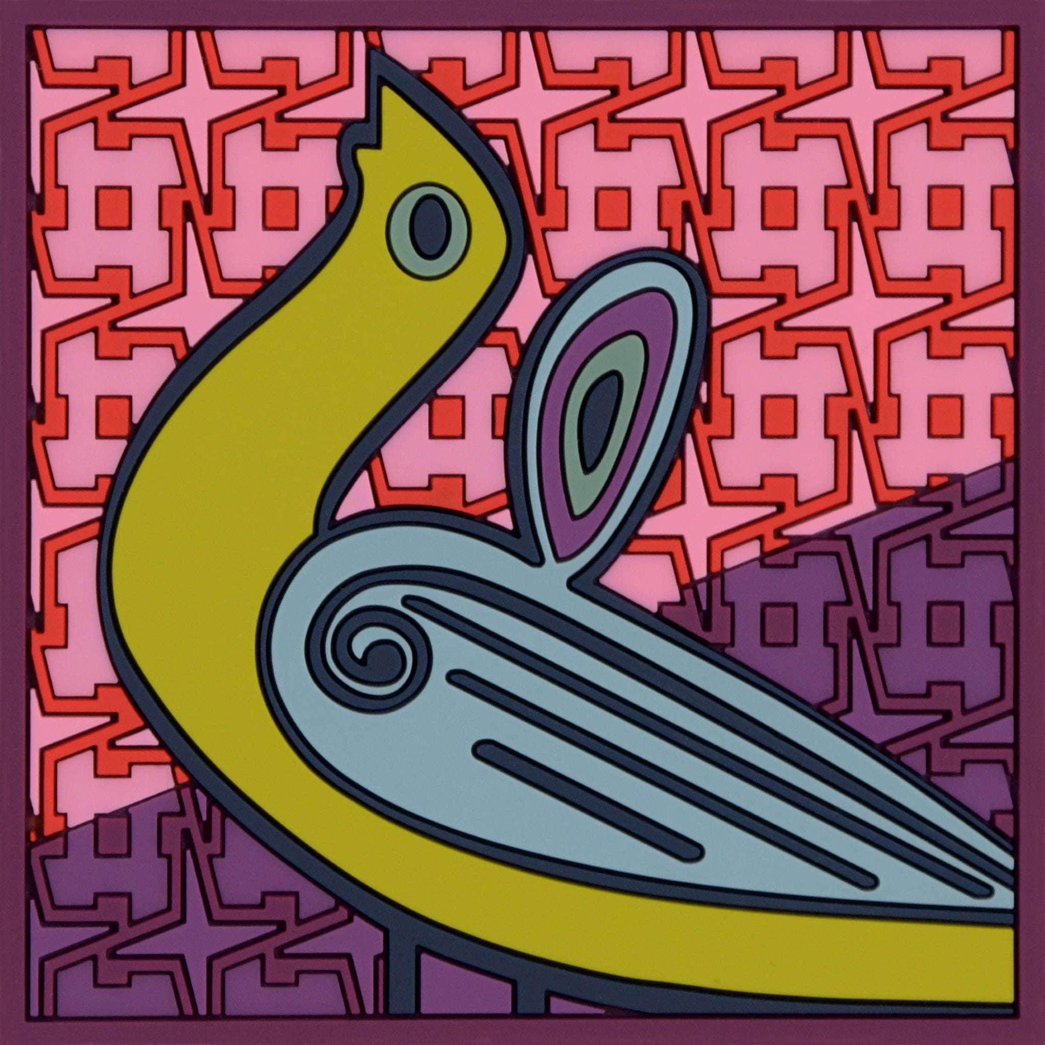 Images D'Orient Coaster Birds Of Paradise Pink PVC 9x9cm 3.5x.3.5inches COA-990231