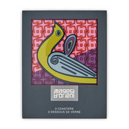 Images D'Orient Coaster Birds Of Paradise Pink PVC 9x9cm 3.5x.3.5inches Packaging Front Set of 2 COA-990231