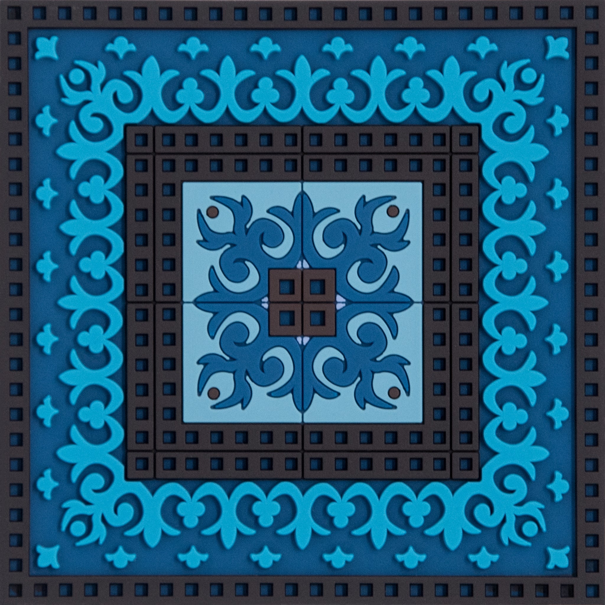 Images D'Orient Coaster Blues 3 PVC 9x9cm 3.5x.3.5inches COA-990271