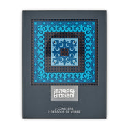 Images D'Orient Coaster Blues 3 PVC 9x9cm 3.5x.3.5inches Packaging Front Set of 2 COA-990271
