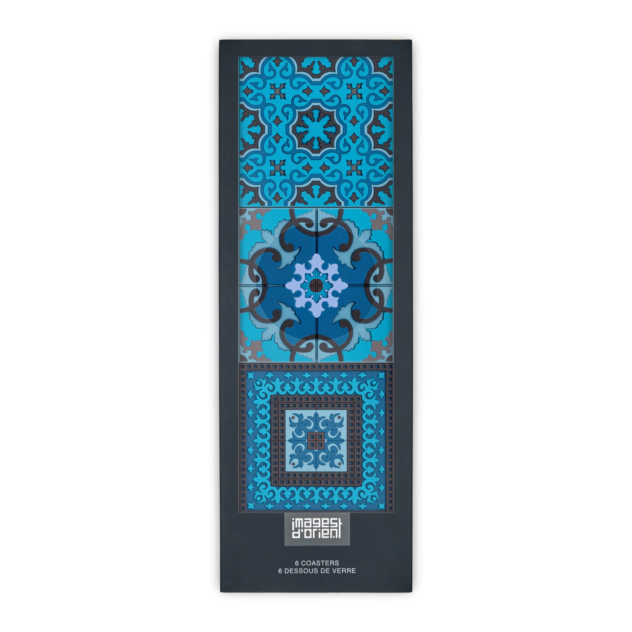 Images D'Orient Coaster Vagabonde Lin Combo of 6 PVC 9x9cm 3.5x.3.5inches Packaging Front Set of 6 COA-993276