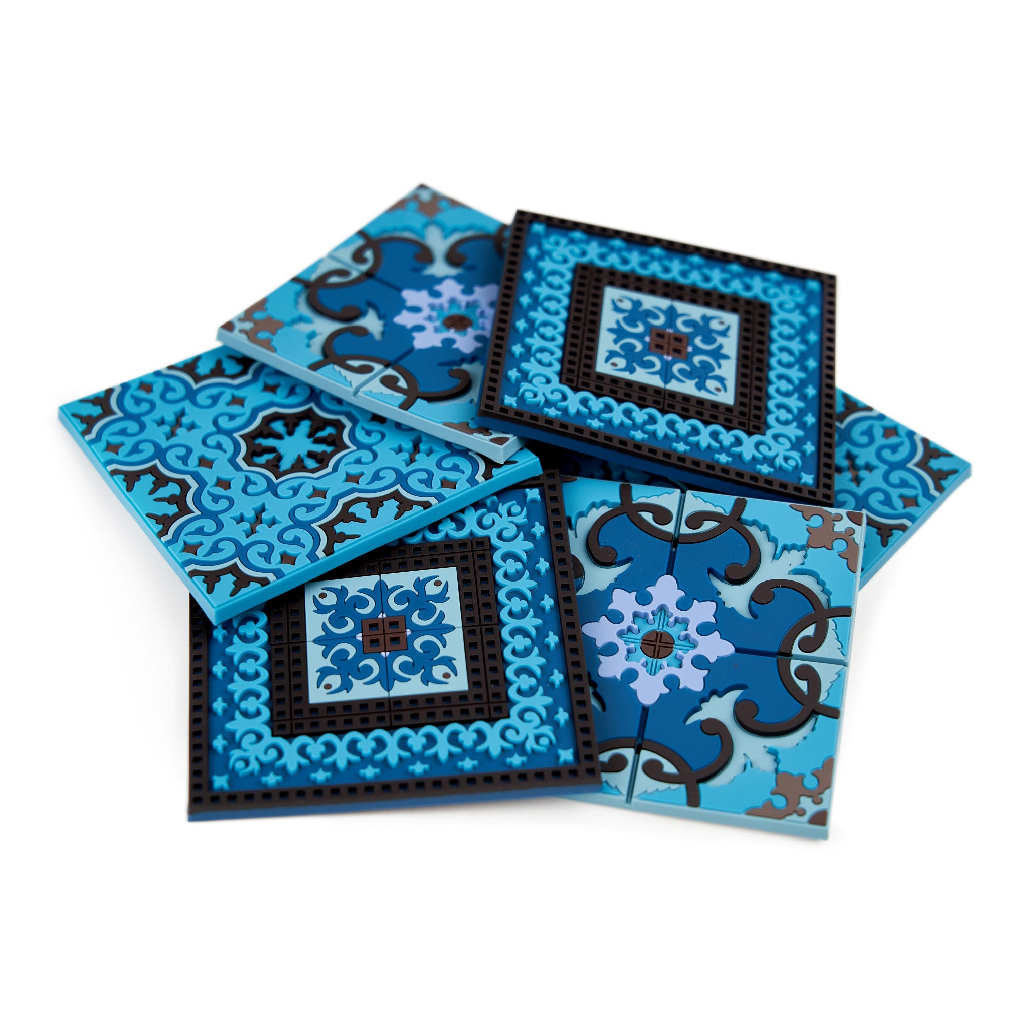 Images D'Orient Coaster Vagabonde Lin Combo of 6 PVC 9x9cm 3.5x.3.5inches Perspective COA-993276