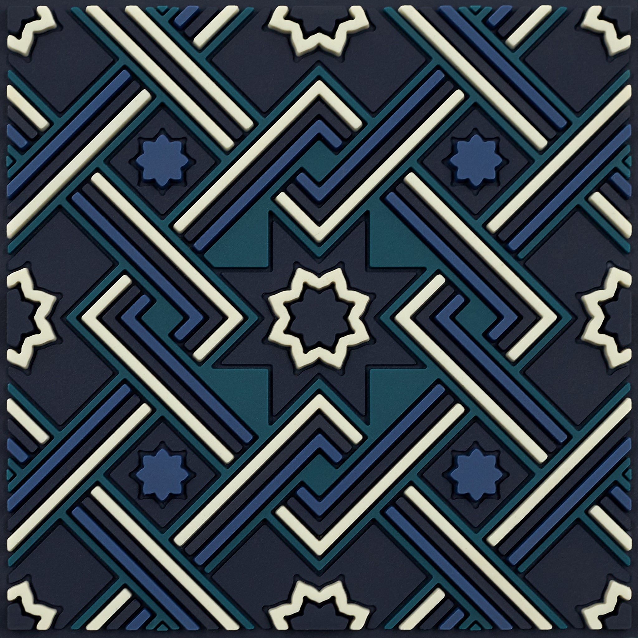 Images D'Orient Coaster Matea Navy PVC 9x9cm 3.5x.3.5inches COA-990501