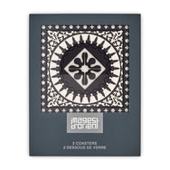 Images D'Orient Coaster Mosaic Black White PVC 9x9cm 3.5x.3.5inches Packaging Front Set of 2 COA-992061