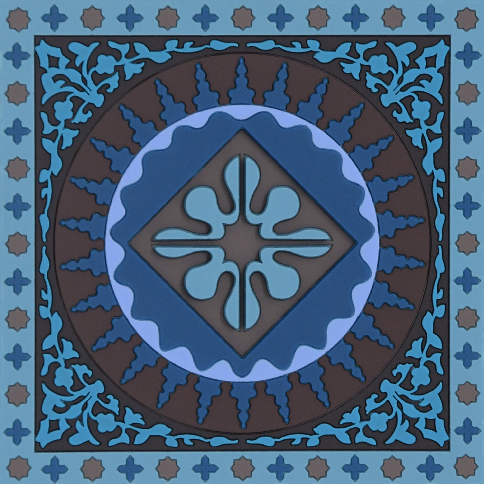 Images D'Orient Coaster Mosaic Blue PVC 9x9cm 3.5x.3.5inches COA-990011