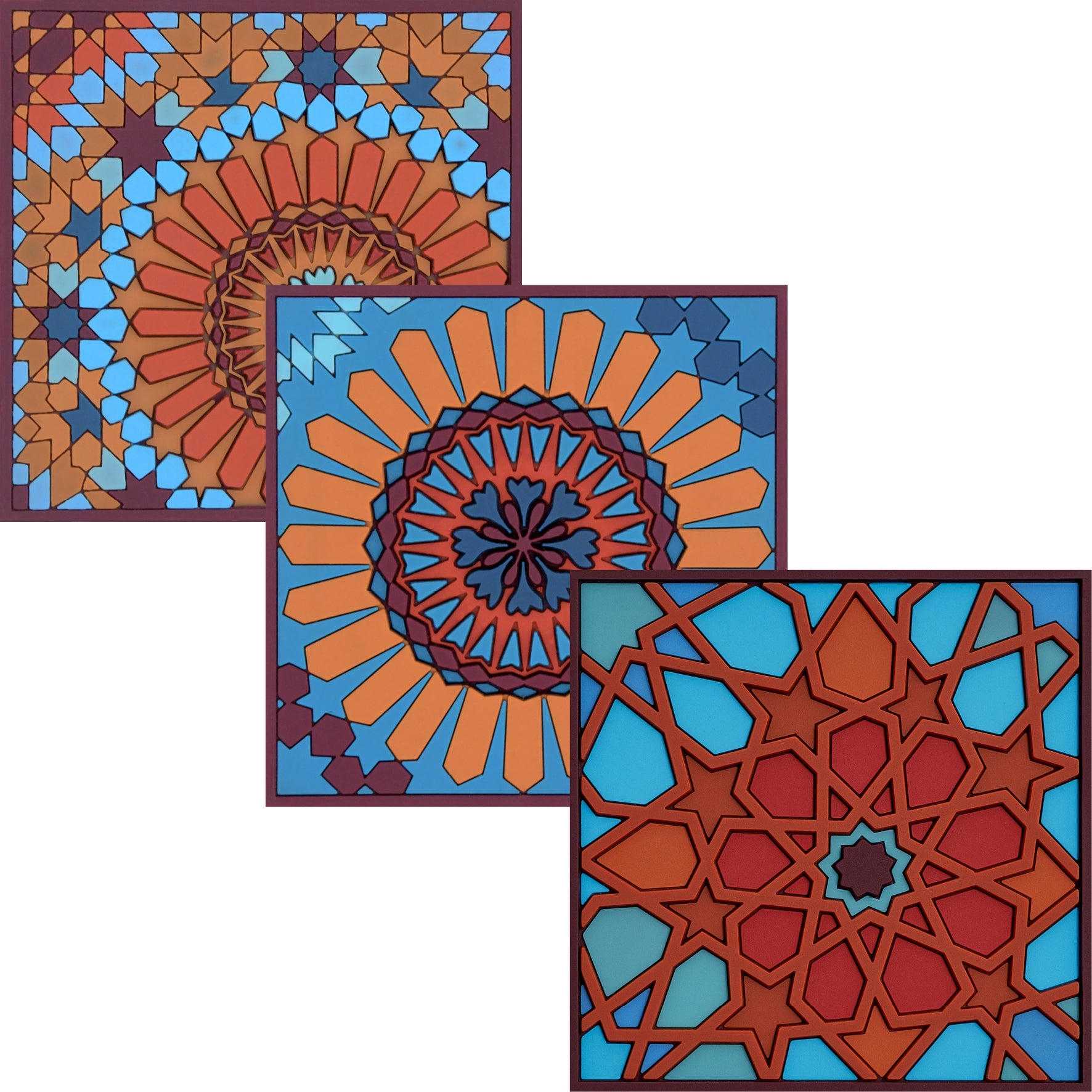 Images D'Orient Coaster Moucharabieh Combo of 6 PVC 9x9cm 3.5x.3.5inches COA-993026