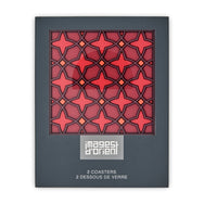 Images D'Orient Coaster Najma Red PVC 9x9cm 3.5x.3.5inches Packaging Front Set of 2 COA-990301