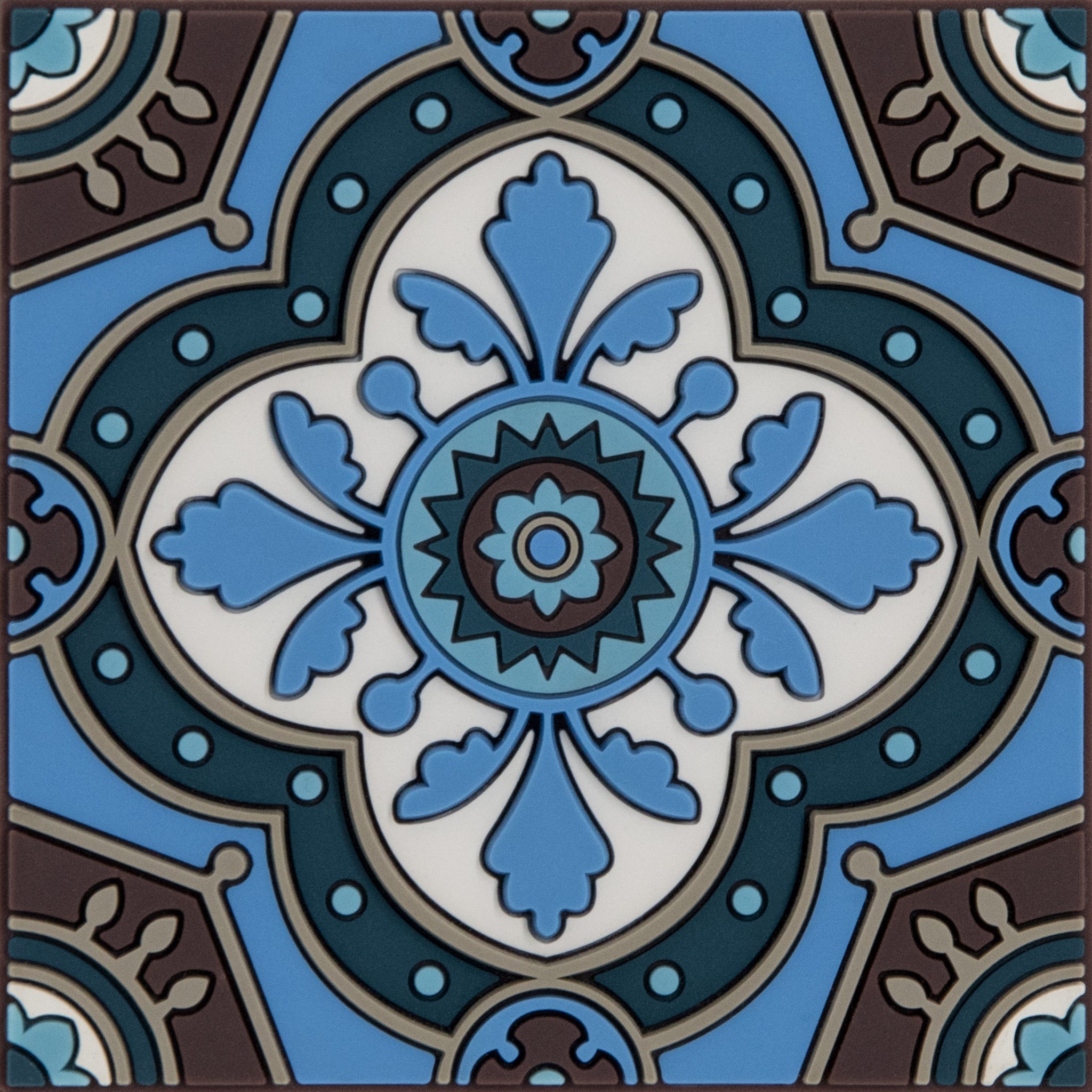 Images D'Orient Coaster Sejjadeh Azur PVC 9x9cm 3.5x.3.5inches COA-994011