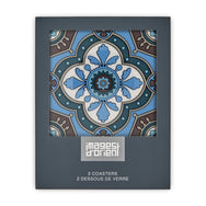 Images D'Orient Coaster Sejjadeh Azur PVC 9x9cm 3.5x.3.5inches Packaging Front Set of 2 COA-994011