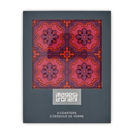 Images D'Orient Coaster Sejjadeh Ruby PVC 9x9cm 3.5x.3.5inches Packaging Front Set of 2 COA-994021