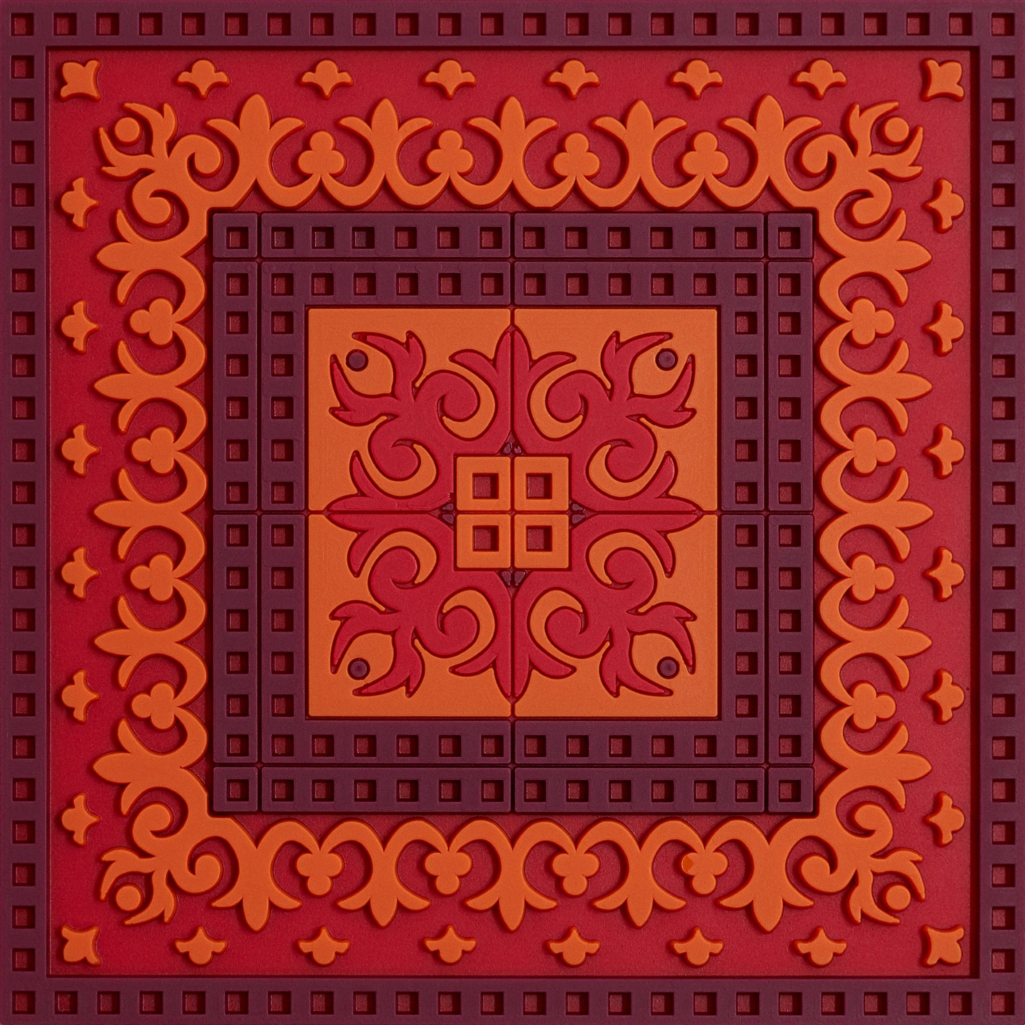 Images D'Orient Coaster Sejjadeh Zen Feu PVC 9x9cm 3.5x.3.5inches COA-992081