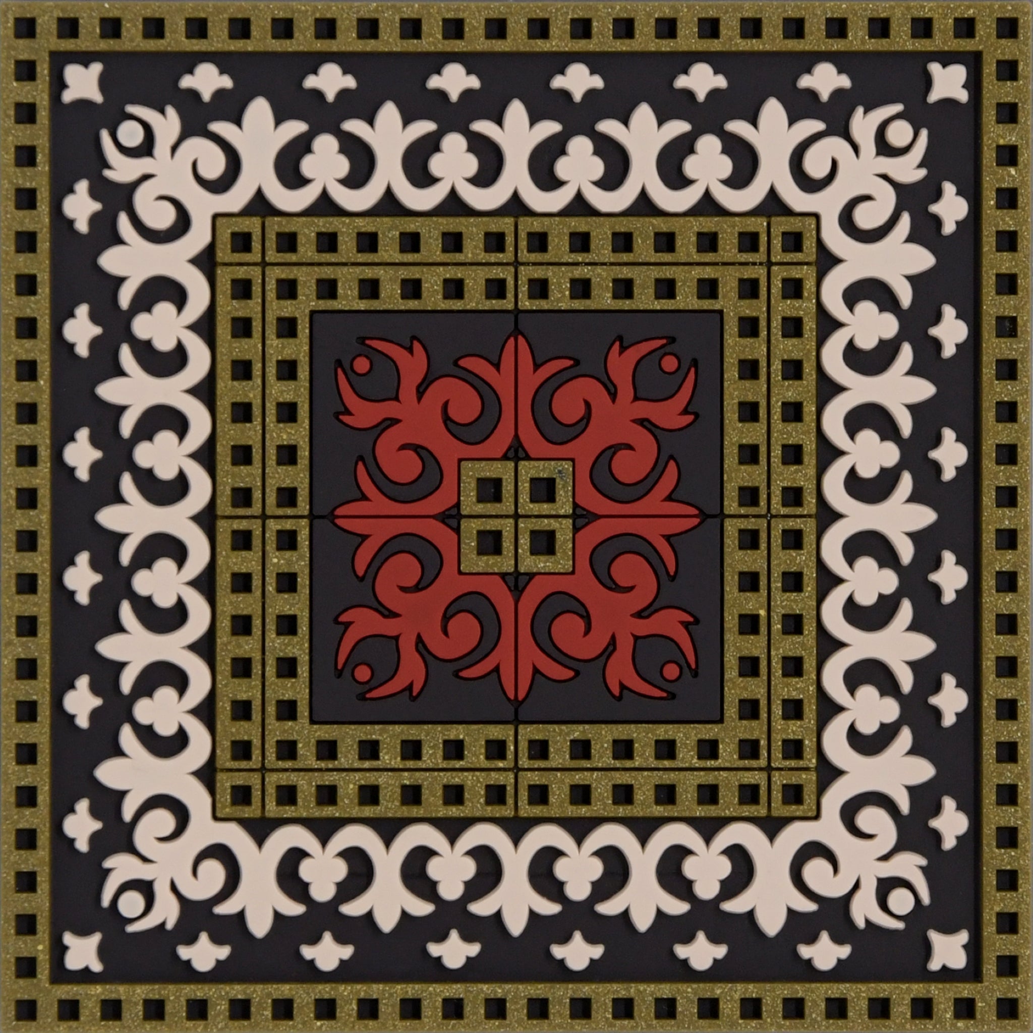 Images D'Orient Coaster Sejjadeh Zen Red PVC 9x9cm 3.5x.3.5inches COA-992021