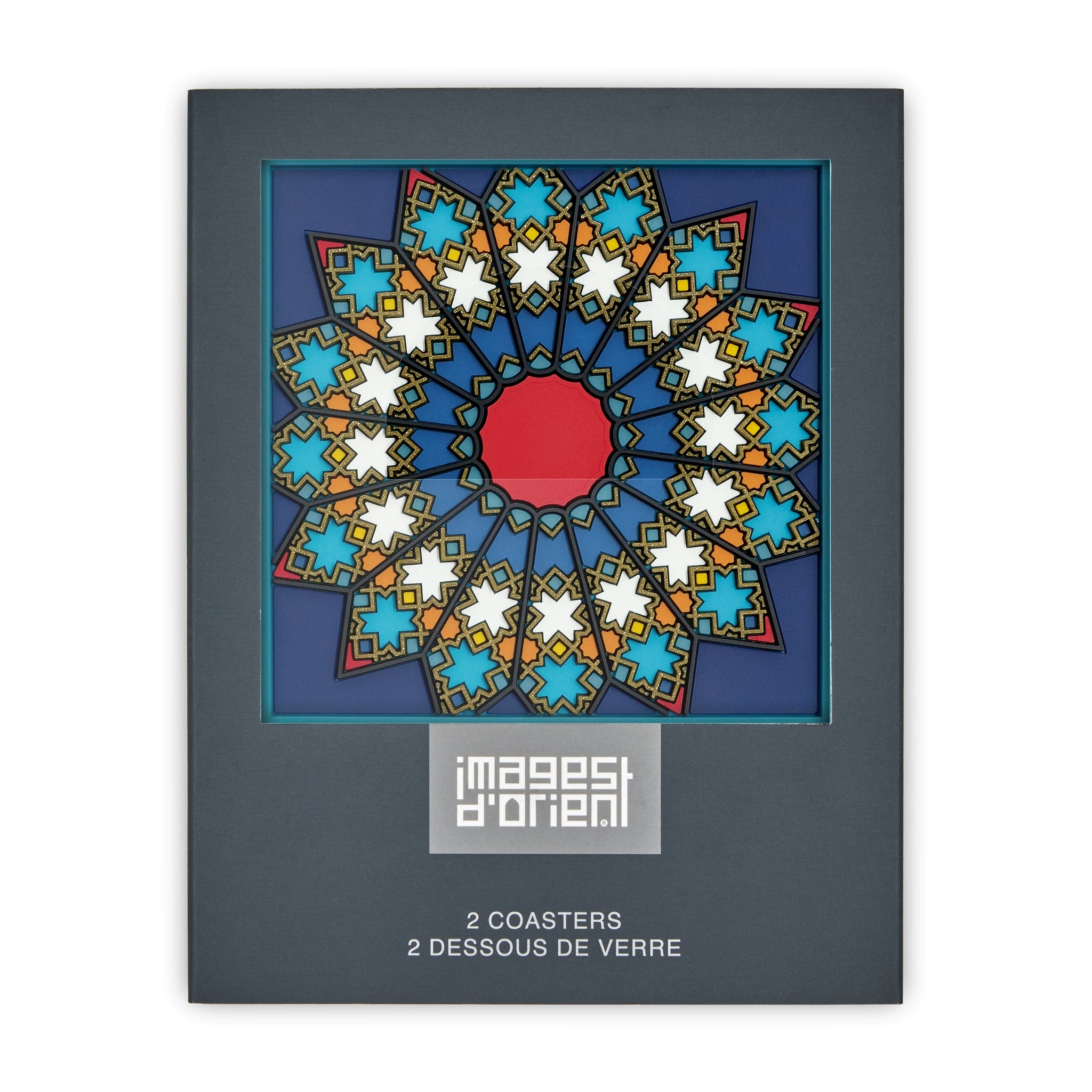 Images D'Orient Coaster Sursock Vitrail PVC 9x9cm 3.5x.3.5inches Packaging Front Set of 2 COA-994131