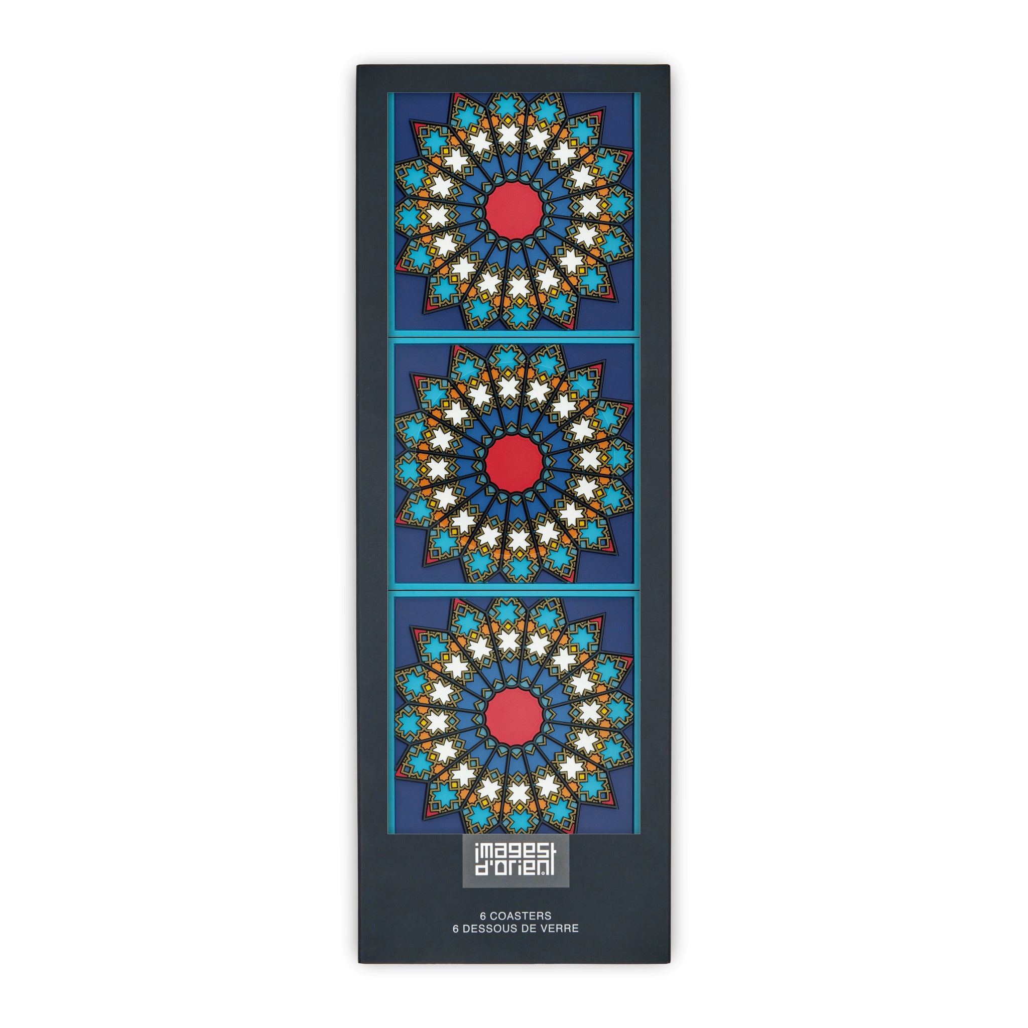 Images D'Orient Coaster Sursock Vitrail PVC 9x9cm 3.5x.3.5inches Packaging Front Set of 6 COA-994131