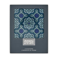 Images D'Orient Coaster Vagabonde Dentelle Lin PVC 9x9cm 3.5x.3.5inches Packaging Front Set of 2 COA-990431