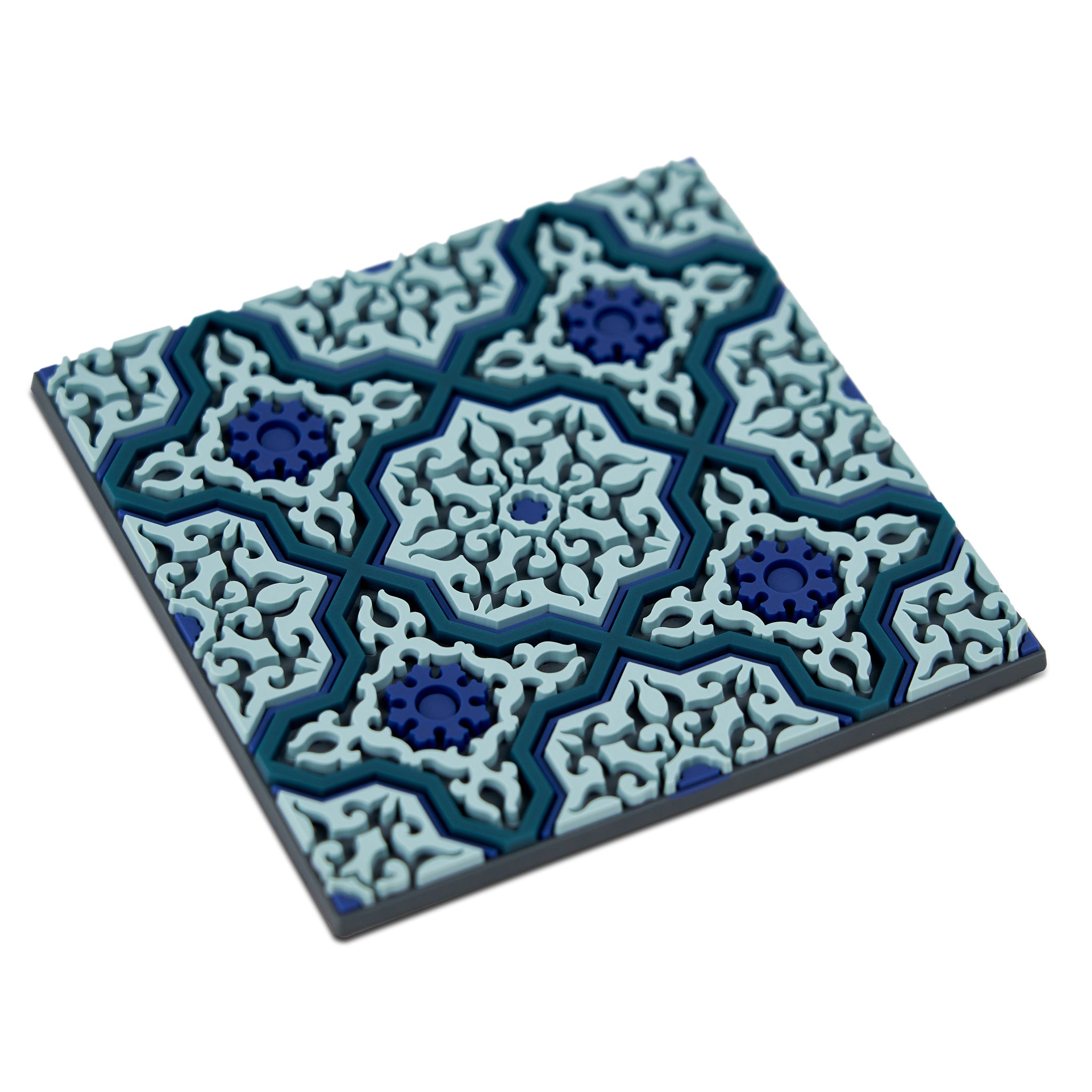 Images D'Orient Coaster Vagabonde Dentelle Lin PVC 9x9cm 3.5x.3.5inches Perspective COA-990431