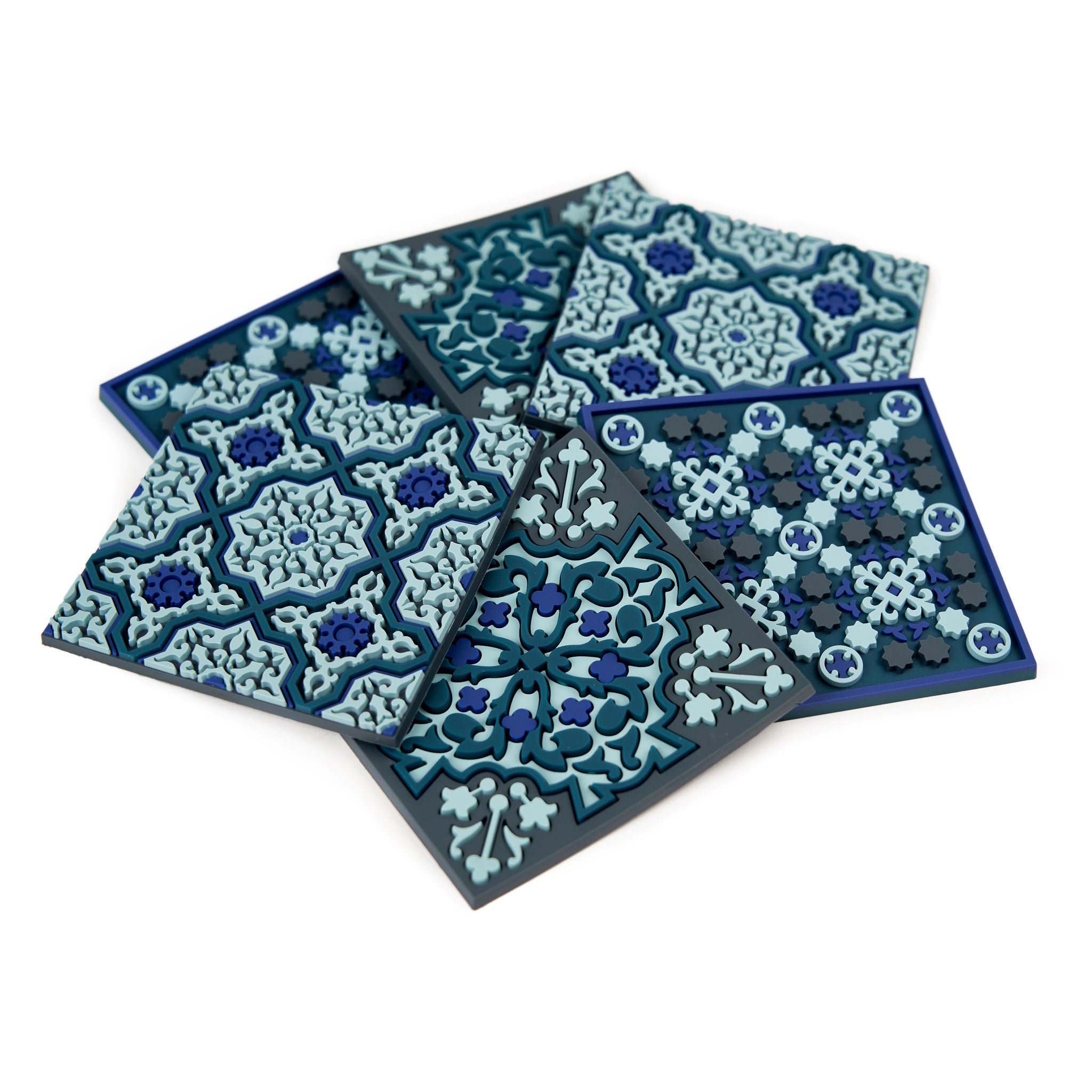 Images D'Orient Coaster Vagabonde Lin Combo of 6 PVC 9x9cm 3.5x.3.5inches Perspective COA-993106