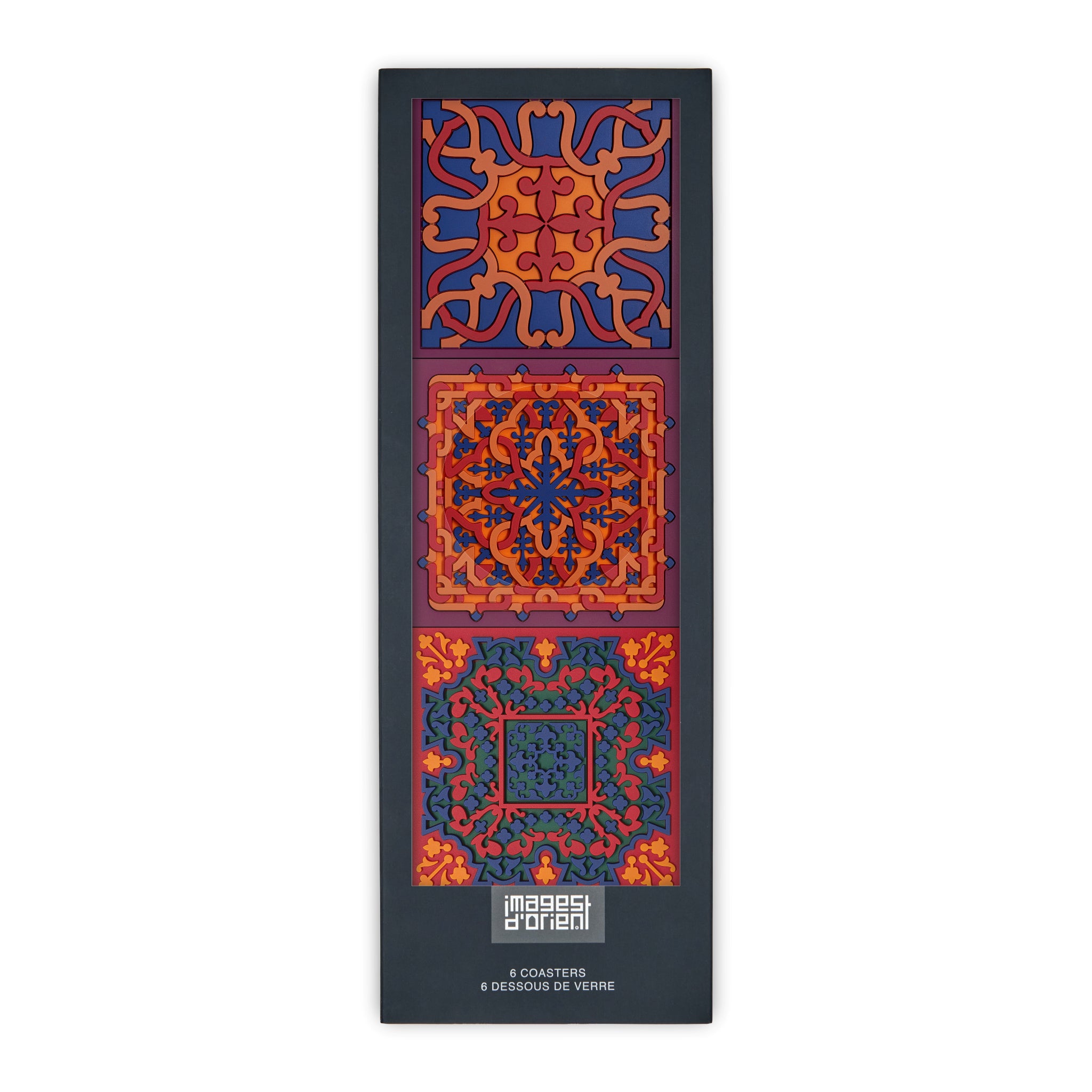 Images D'Orient Coaster Vagabonde Velours Combo of 6 PVC 9x9cm 3.5x.3.5inches Packaging Front Set of 6 COA-993316