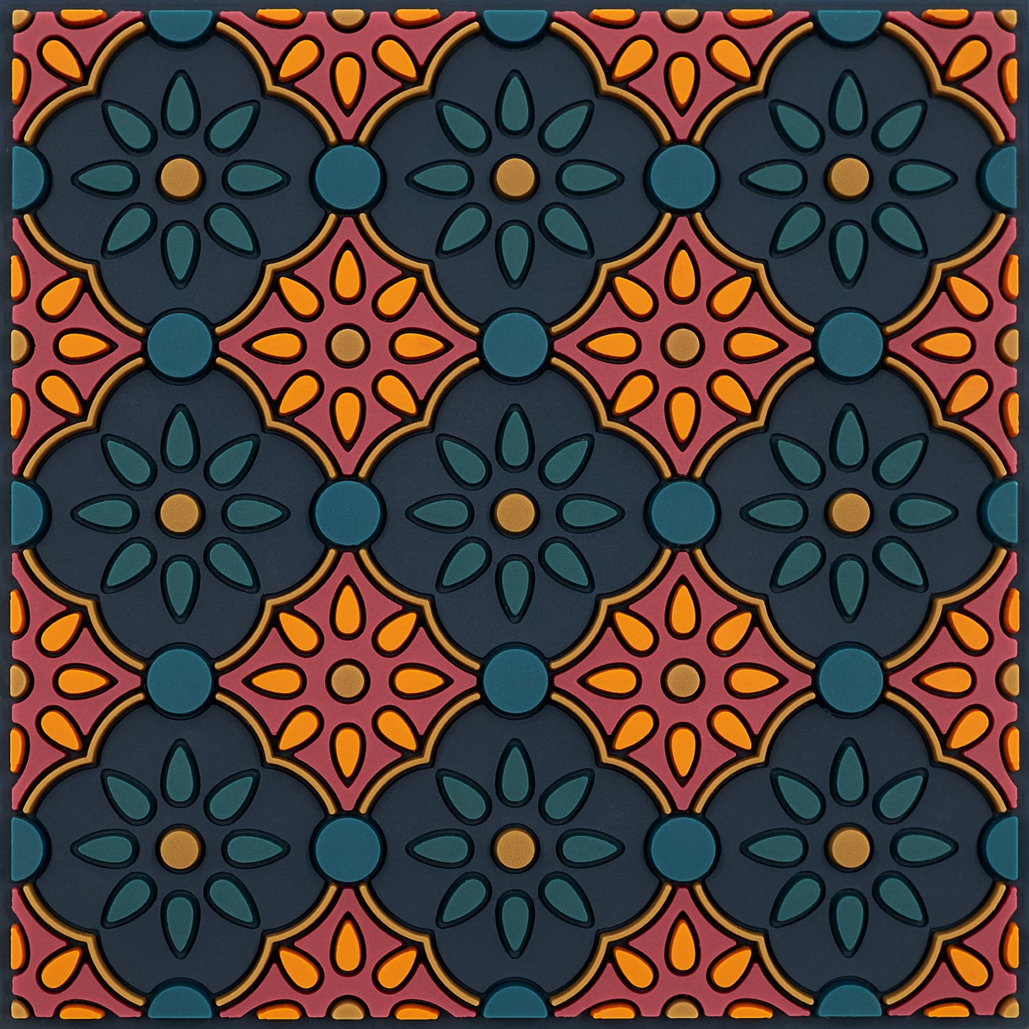 Images D'Orient Coaster Zahra Orange PVC 9x9cm 3.5x.3.5inches COA-990441