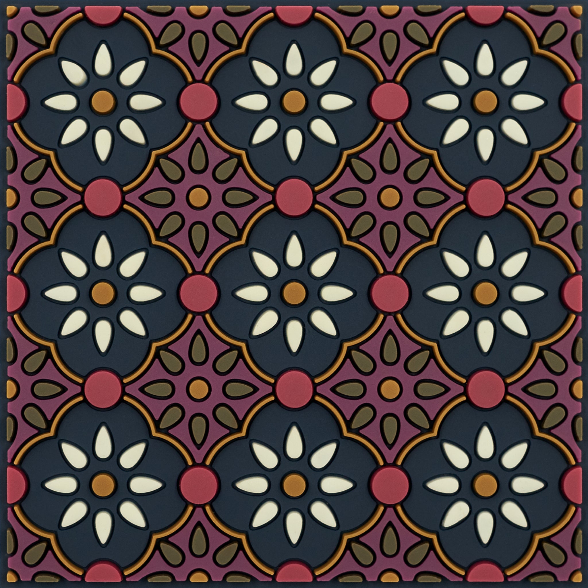 Images D'Orient Coaster Zahra White PVC 9x9cm 3.5x.3.5inches COA-990461