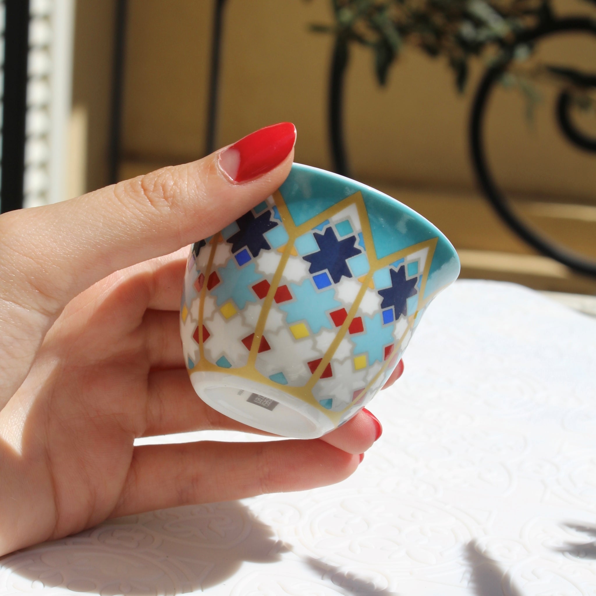 Images D'Orient Coffee Cup Porcelain Sursock Vitrail 60 ml Set of 6 In Situation POR-600046