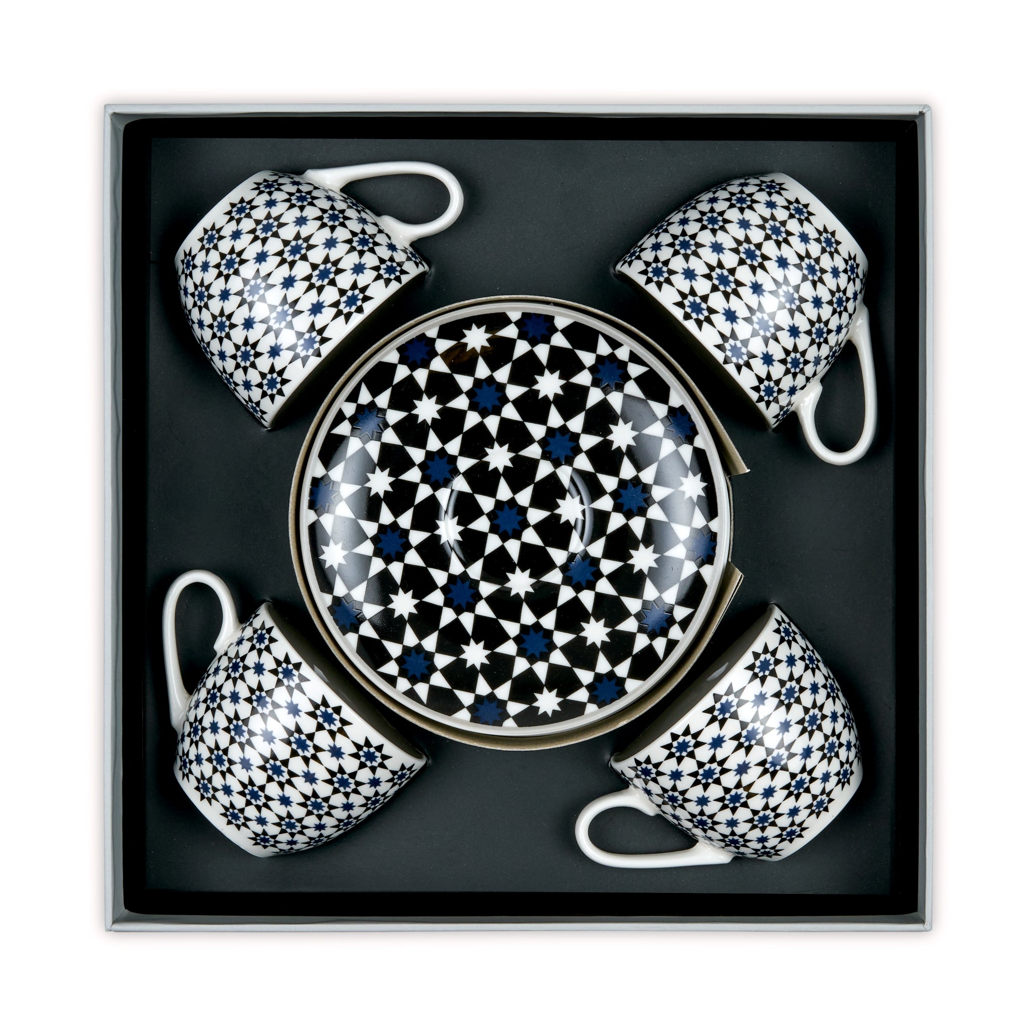 Images D'Orient Coffee Cup Saucer Kaokab 90 ml Set of 4 Porcelain In Box POR-920024