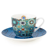 Images D'Orient Coffee Cup Saucer Moucharabieh Blue 90 ml Set of 4 Porcelain POR-920004