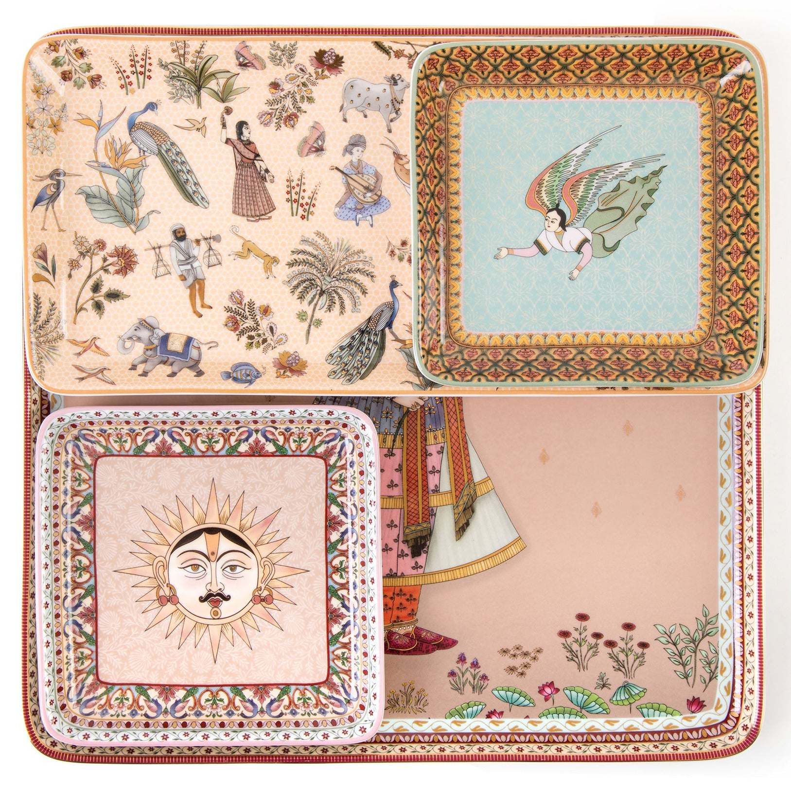 Images D'Orient Platter jangala Combo of 4 POR-440094