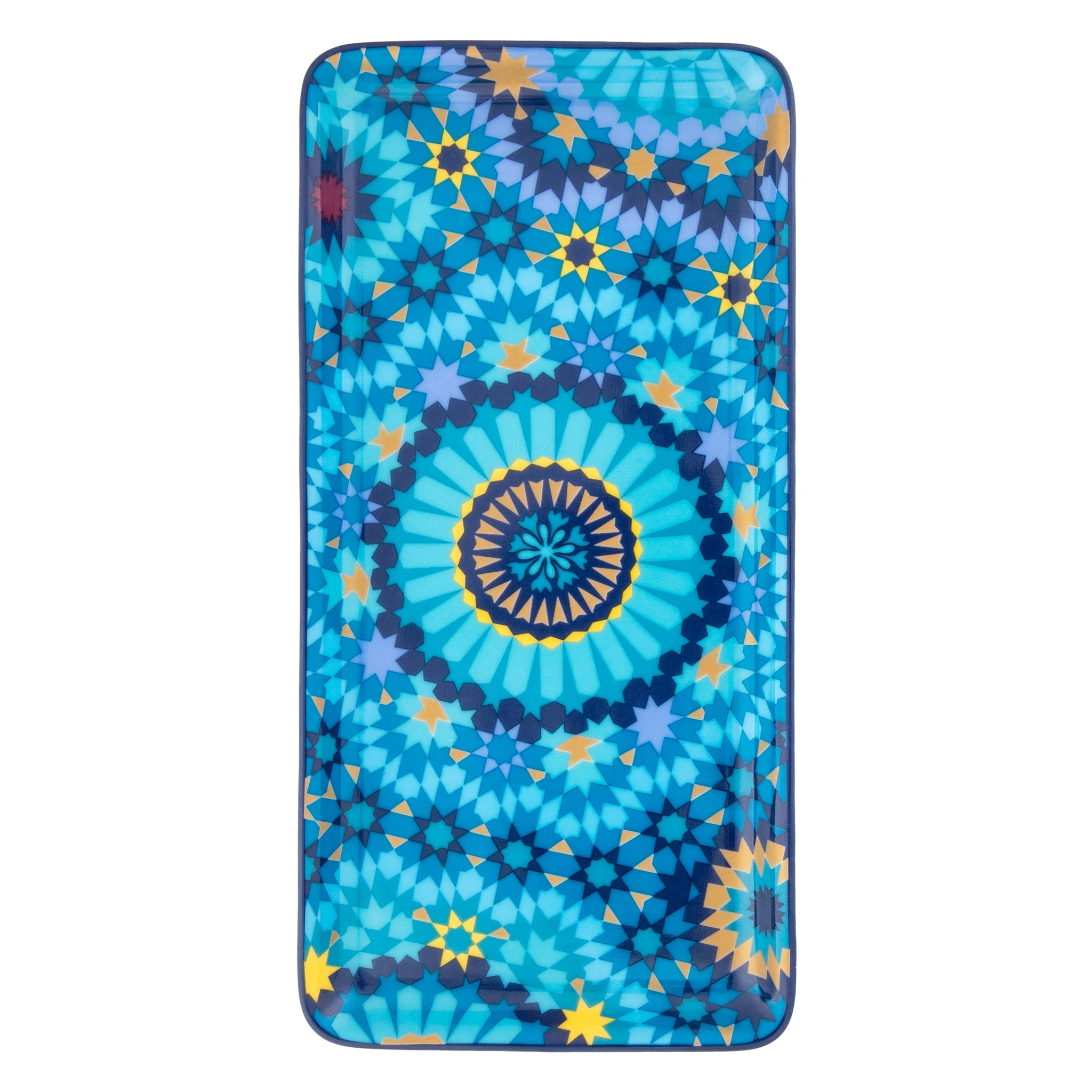 Images D'Orient Rectangular Platter Moucharabieh Blue 24 x 12 cm POR-124004