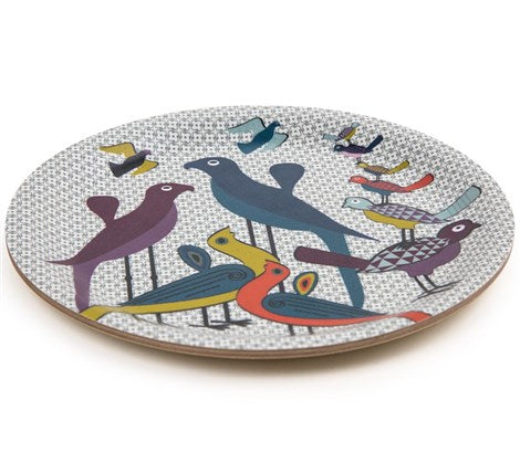 Images D'Orient Round Mini Tray Birds Of Paradise 11cm 4.3inches Veneer Side COA-111041