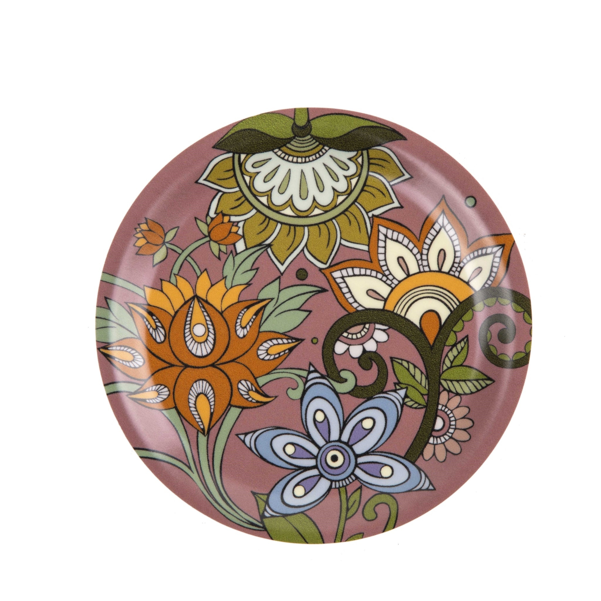 Images D'Orient Round Mini Tray Jangala Parme 11cm 4.3inches Veneer COA-111061