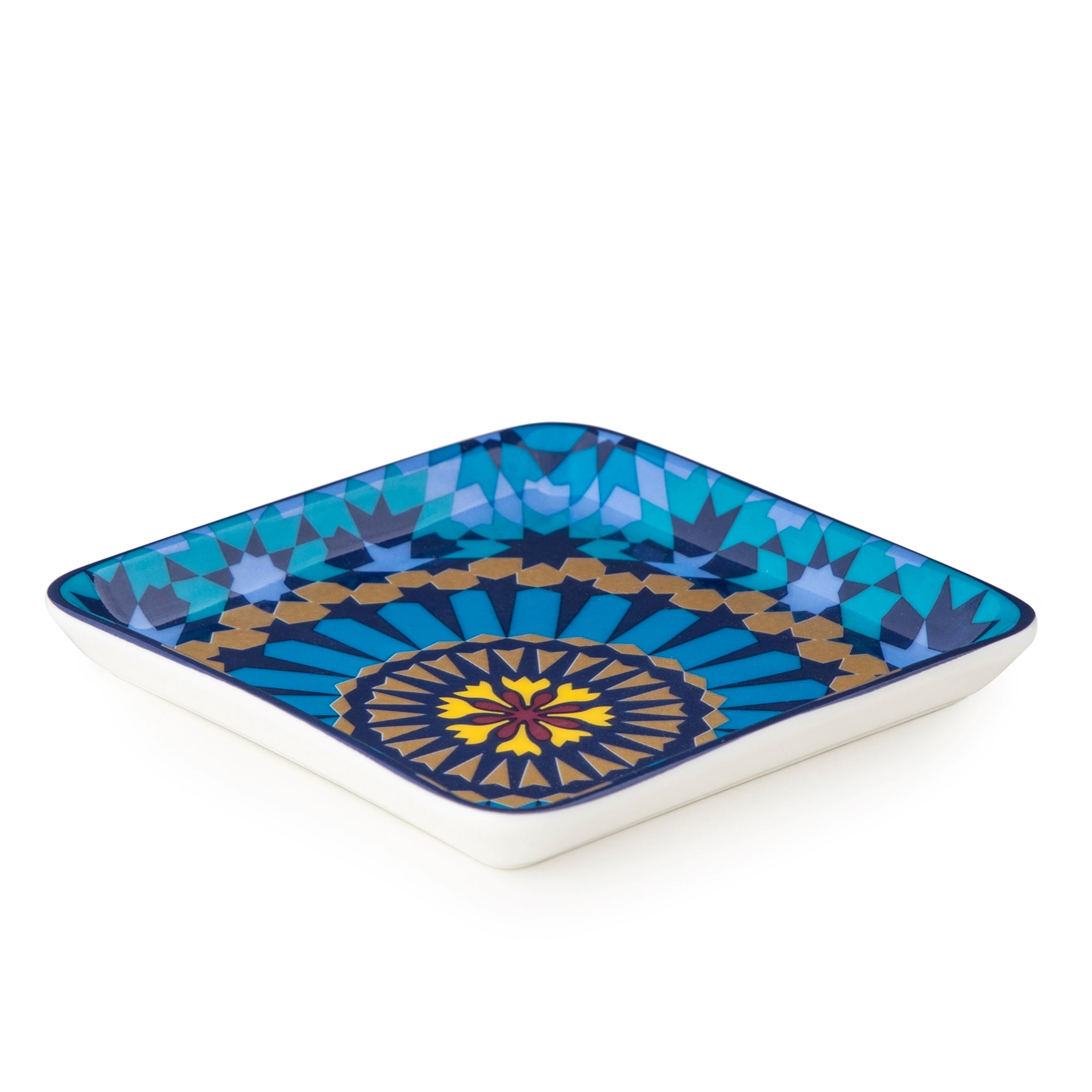 Images D'Orient Square Platter Small Moucharabieh Blue 11.5 cm Perspective POR-115004