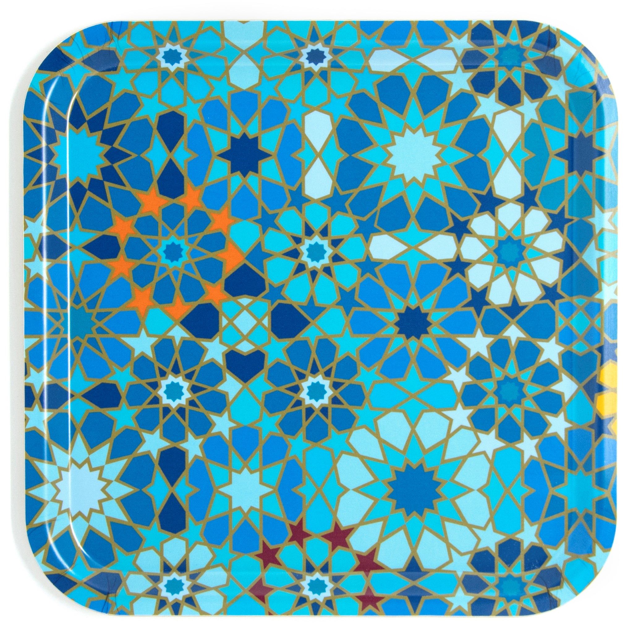Images D'Orient Square Tray Moucharabieh Blue 32 cm TRA-320011