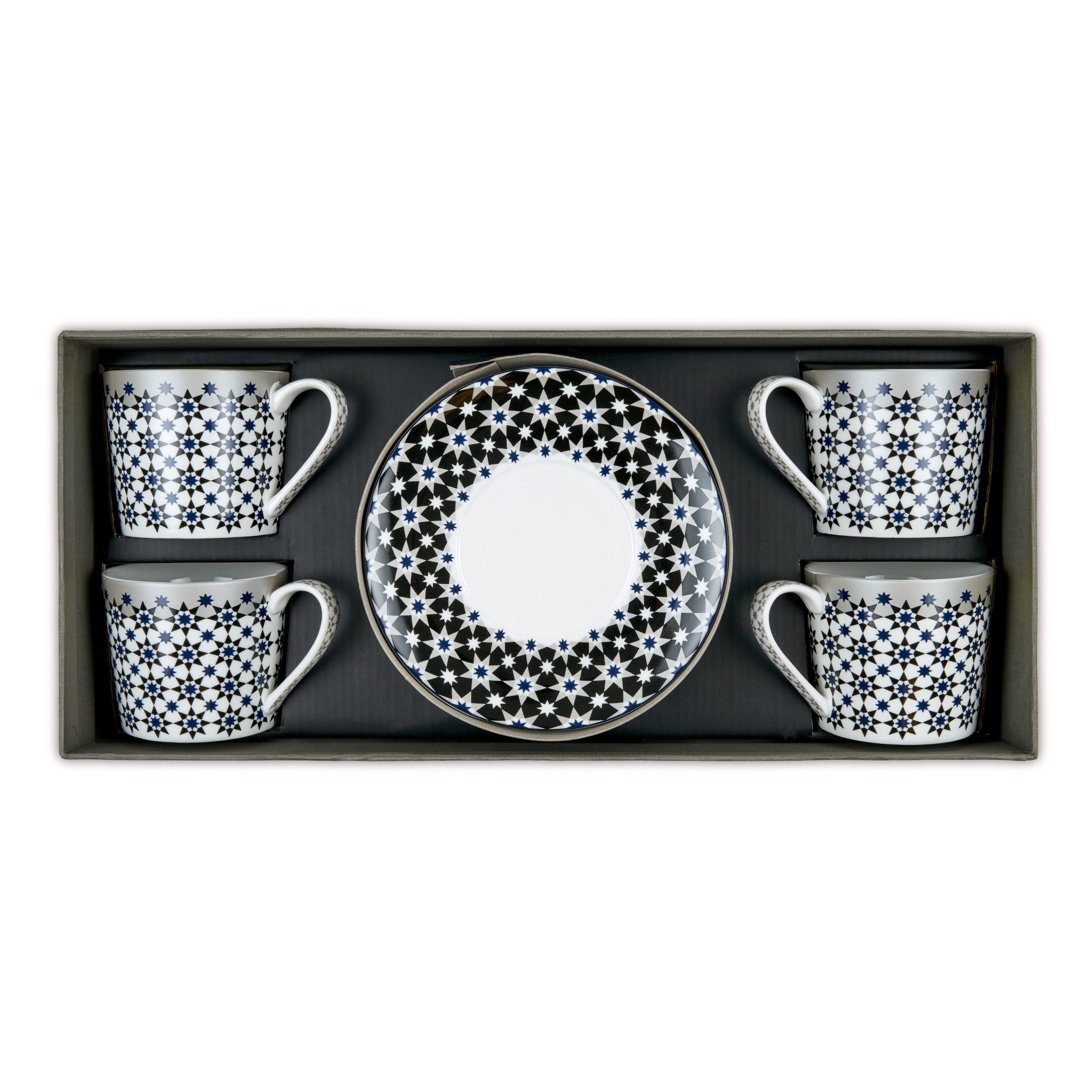 Images D'Orient Teacup Saucer Kaokab Set of 4 Porcelain In Box POR-343224