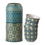 Images D'Orient Tin Box with 2 Coffee Cups Porcelain Andalusia 90 ml POR-902052