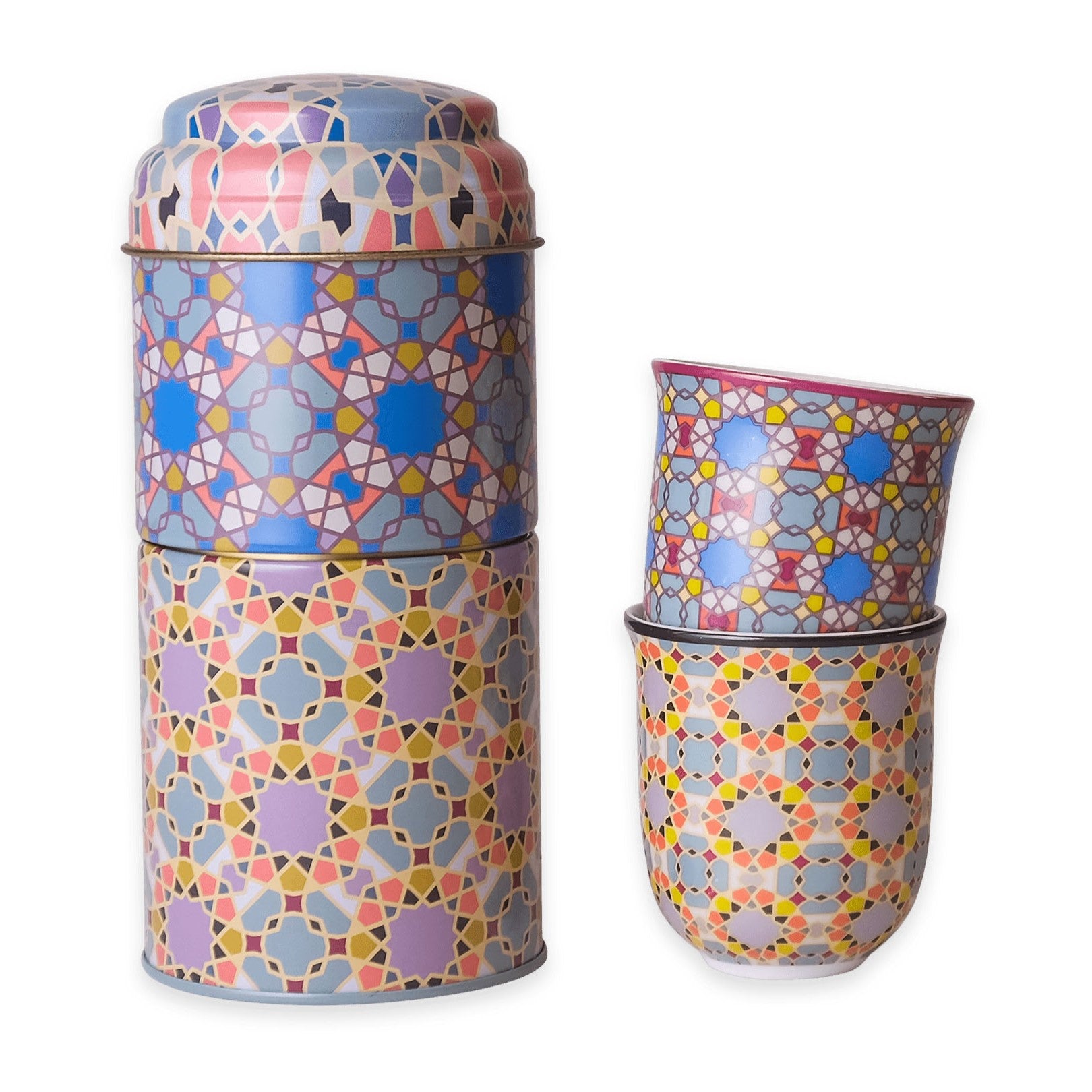 Images D'Orient Tin Box with 2 Coffee Cups Porcelain Denia 90 ml POR-902142