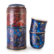 Images D'Orient Tin Box with 2 Coffee Cups Porcelain Kashmir 90 ml POR-902132