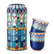 Images D'Orient Tin Box with 2 Coffee Cups Porcelain Sursock Vitrail 90 ml POR-902042