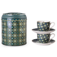 Images D'Orient Tin Box with 2 Coffee Cups Saucer Andalusia 90 ml POR-922032