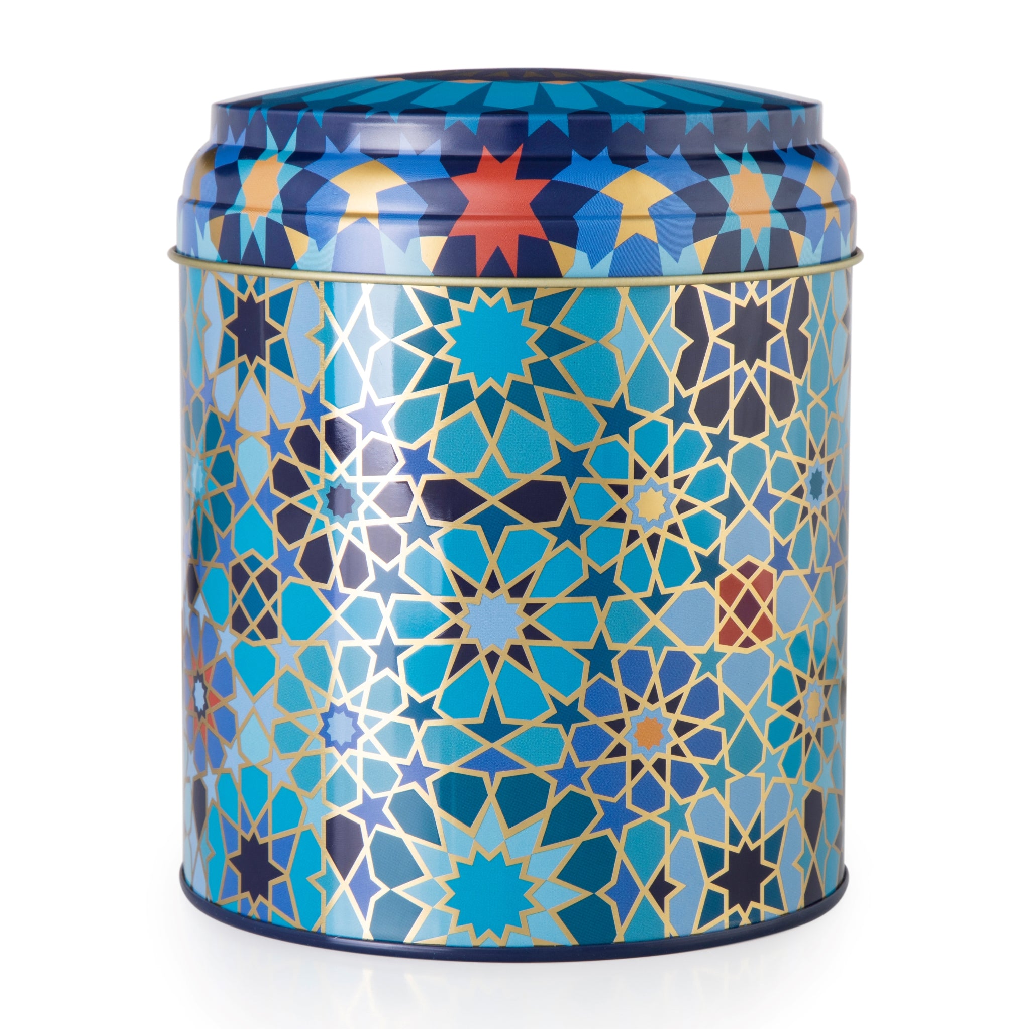 Images D'Orient Tin Box with 2 Coffee Cups Saucer Moucharabieh Blue 90 ml Tin POR-922002