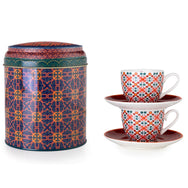 Images D'Orient Tin Box with 2 Coffee Cups Saucer Vagabonde 90 ml POR-922052