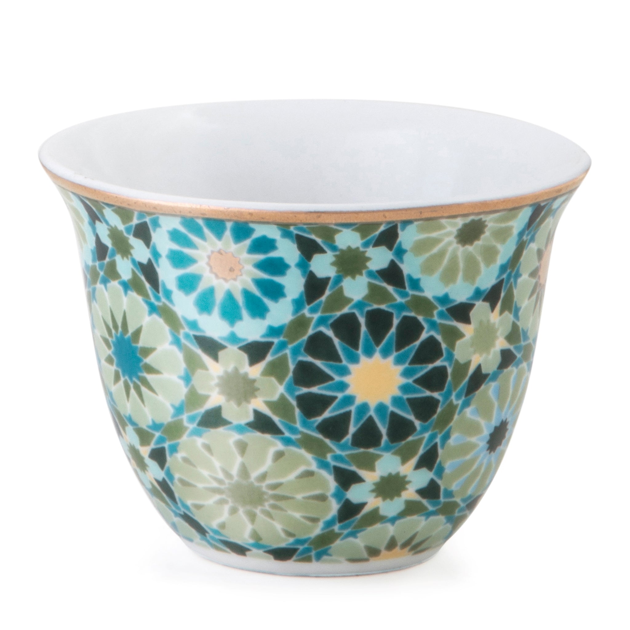 Images D'Orient Tin Box with 4 Coffee Cups Porcelain Andalusia 60 ml Cups POR-602054