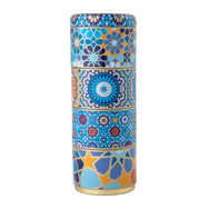 Images D'Orient Tin Box with 4 Coffee Cups Porcelain Moucharabieh Blue 60 ml Tin POR-602014