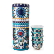 Images D'Orient Tin Box with 4 Coffee Cups Porcelain Sursock Vitrail 60 ml POR-602044