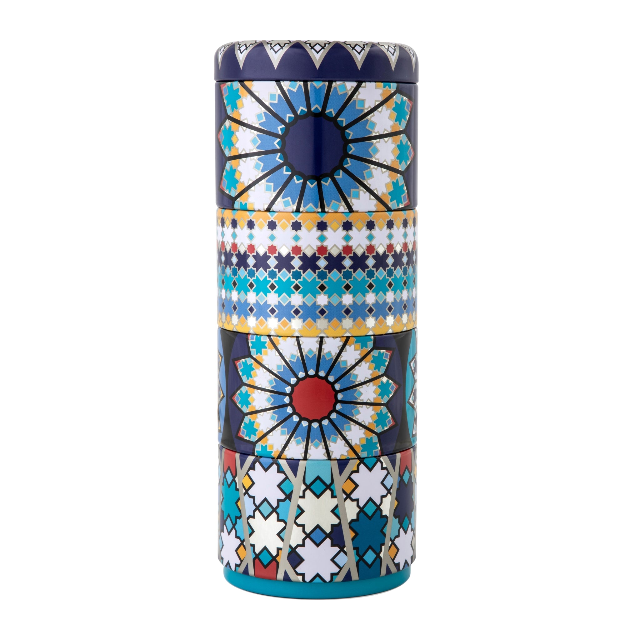 Images D'Orient Tin Box with 4 Coffee Cups Porcelain Sursock Vitrail 60 ml Tin POR-602044