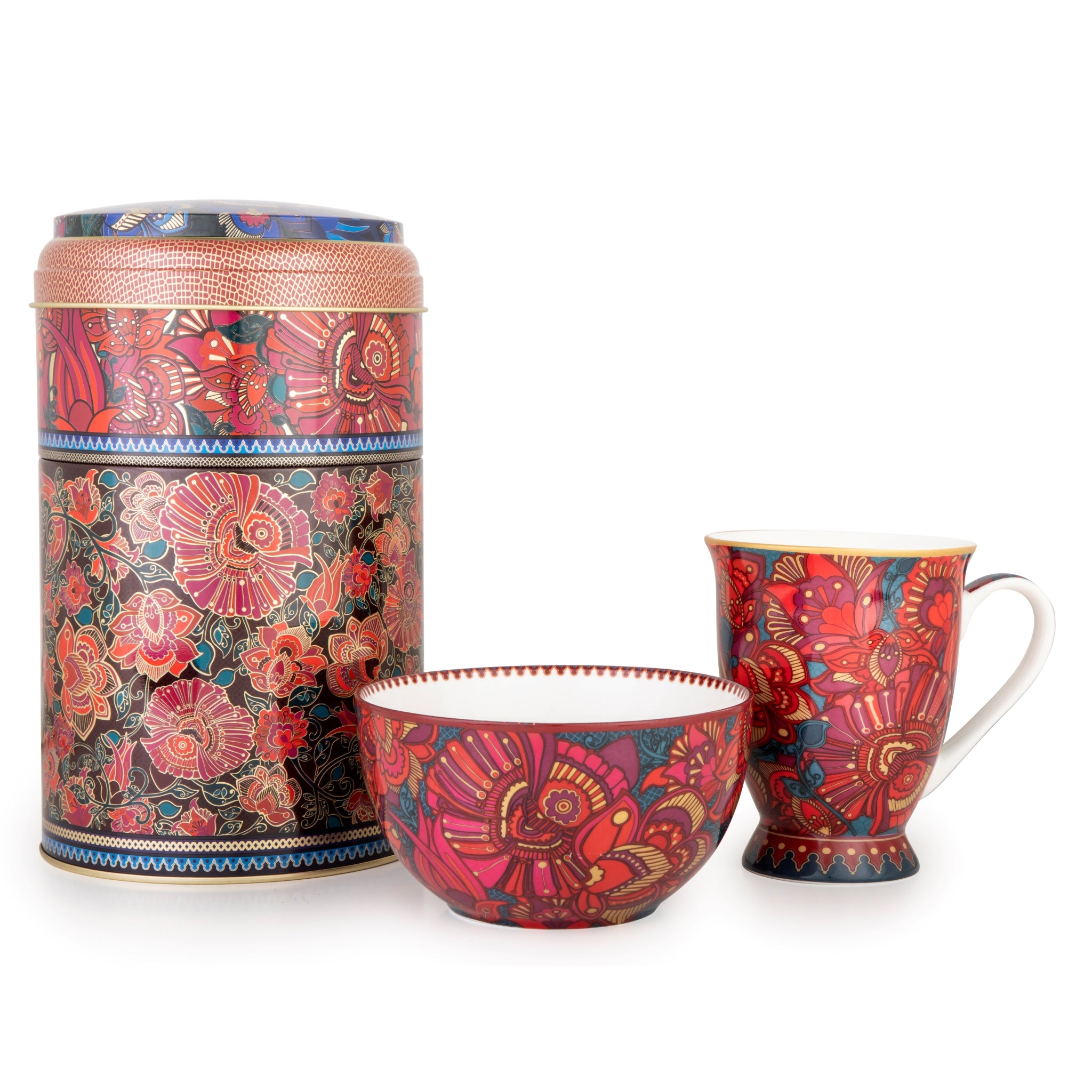Images D'Orient Tin Box with Royal MUG Bowl Kashmir POR-232092