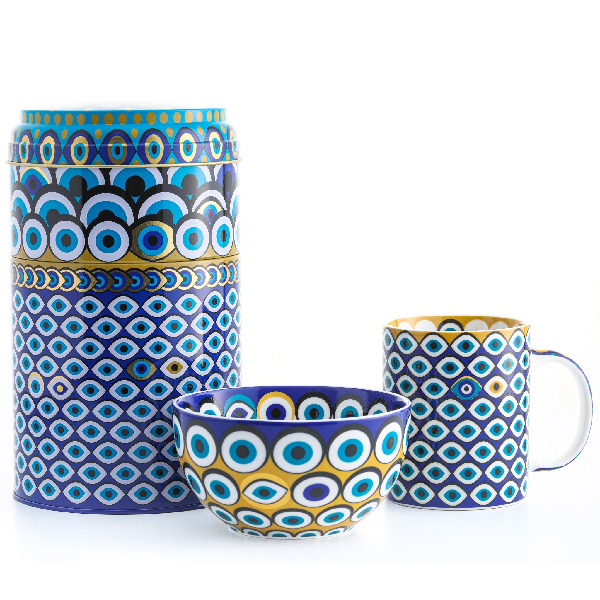 Images D'Orient Tin Box with Straight MUG Bowl Zarqa POR-232122