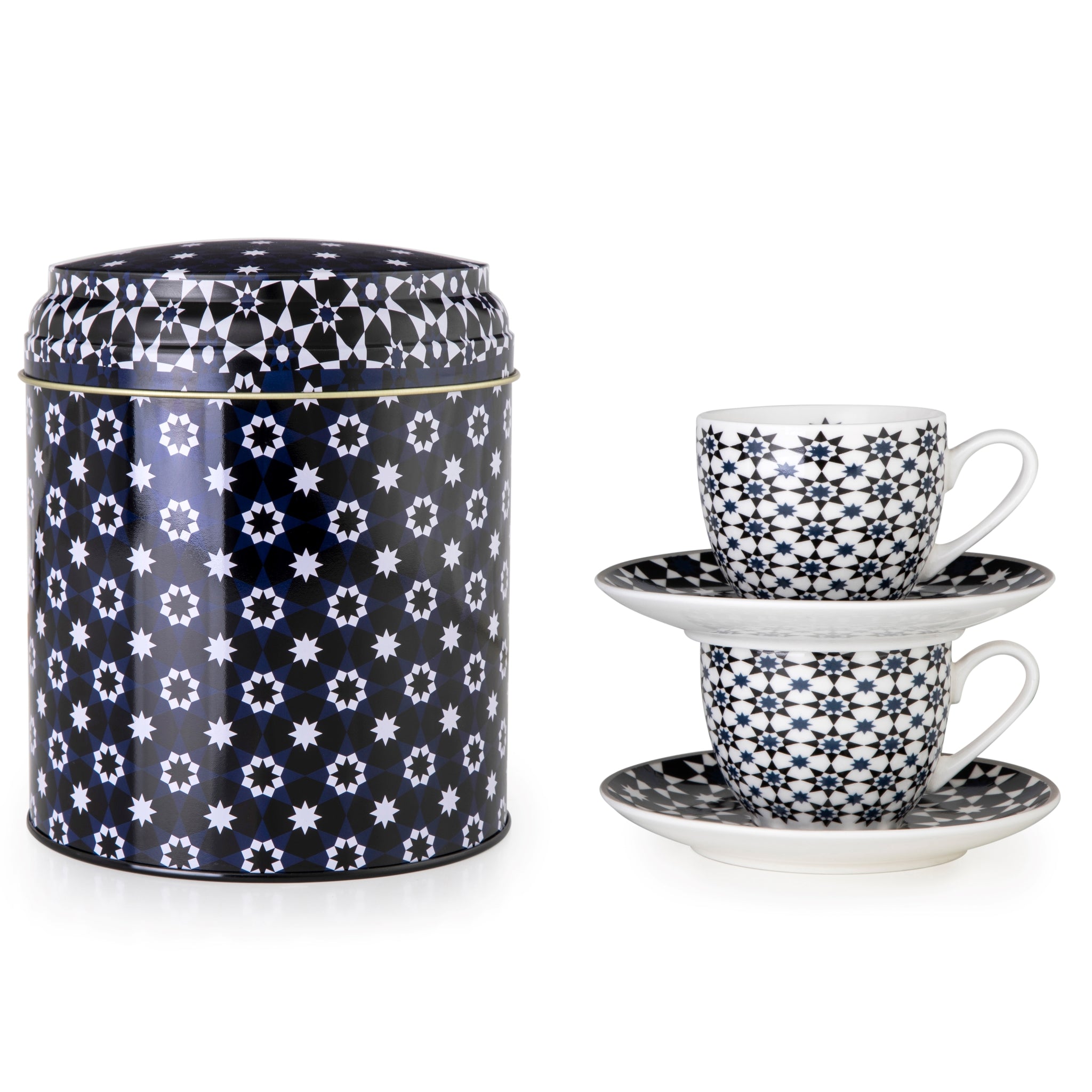 Images D'Orient Tin box with 2 Coffee Cups Saucer Kaokab 90 ml POR-922022