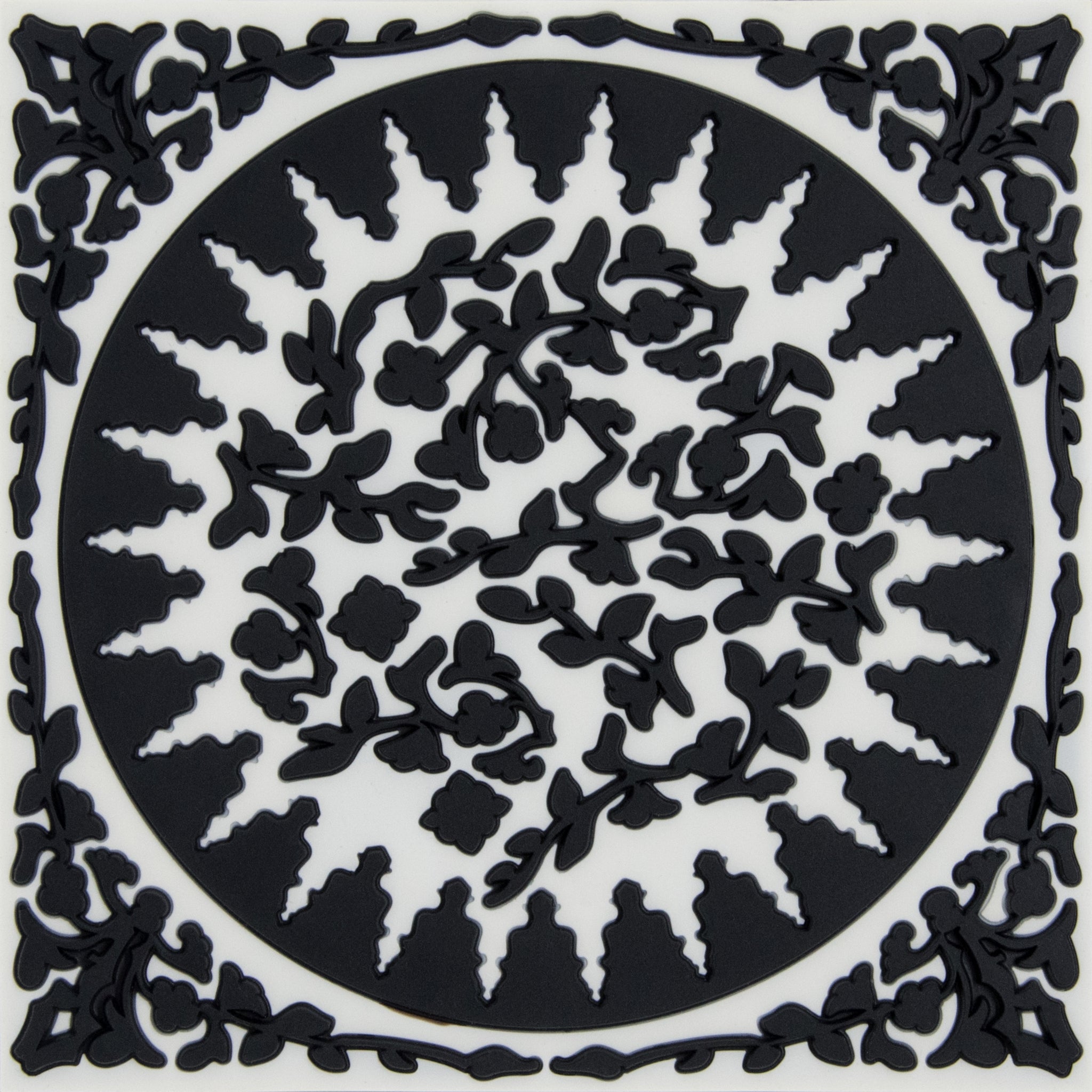 Images D'Orient Trivet Mosaic Black White Silicone 18x18cm 7x7inches TSE-182041